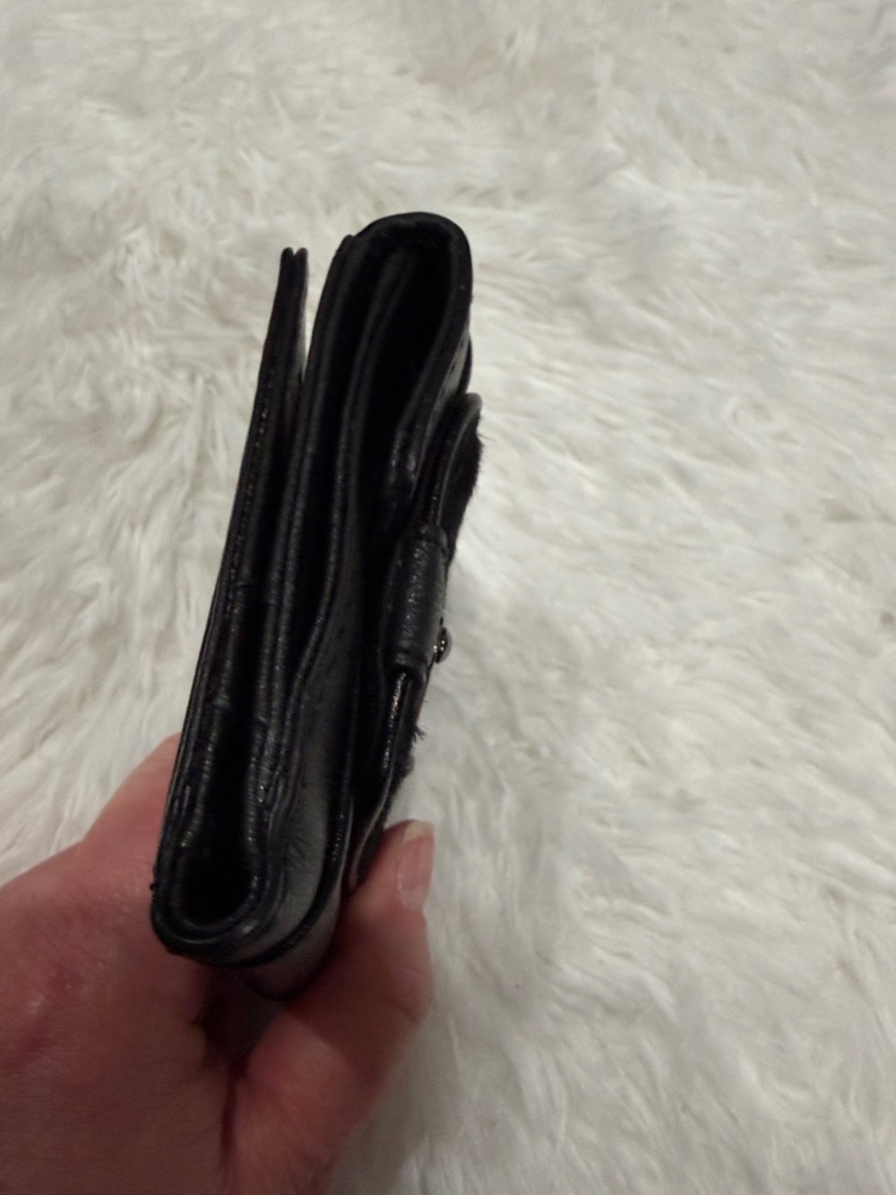 Givenchy Vintage Compact Wallet Black Pony Hair & Leather - Authenticated - Picture 5 of 12